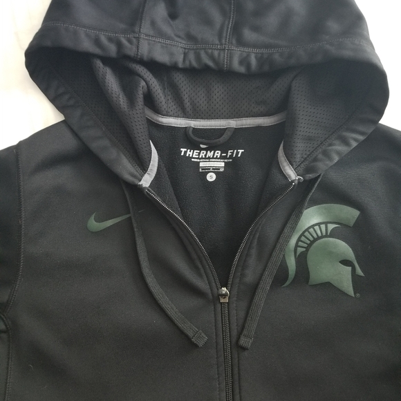Nike Therma-Fit Michigan State University Small Black and Green Zip Up Hoodie - Picture 4 of 5